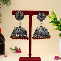 Thumbnail for maroon color oxidised big jhumka earrings (gse2622mrn)