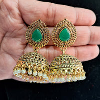 Thumbnail for green color oxidised earrings (gse2792grn)