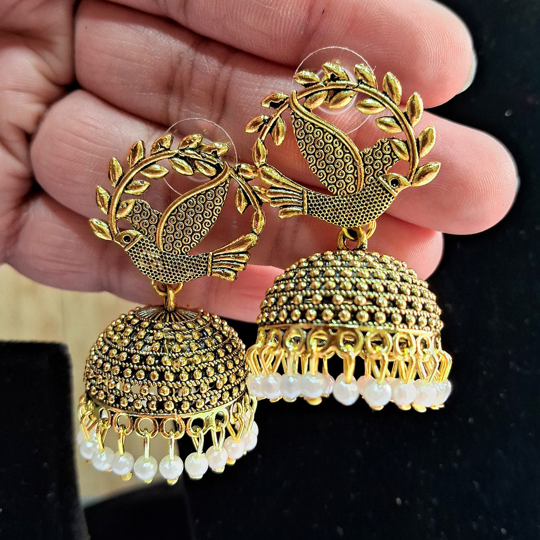 gold color oxidised earrings (gse2804gld)