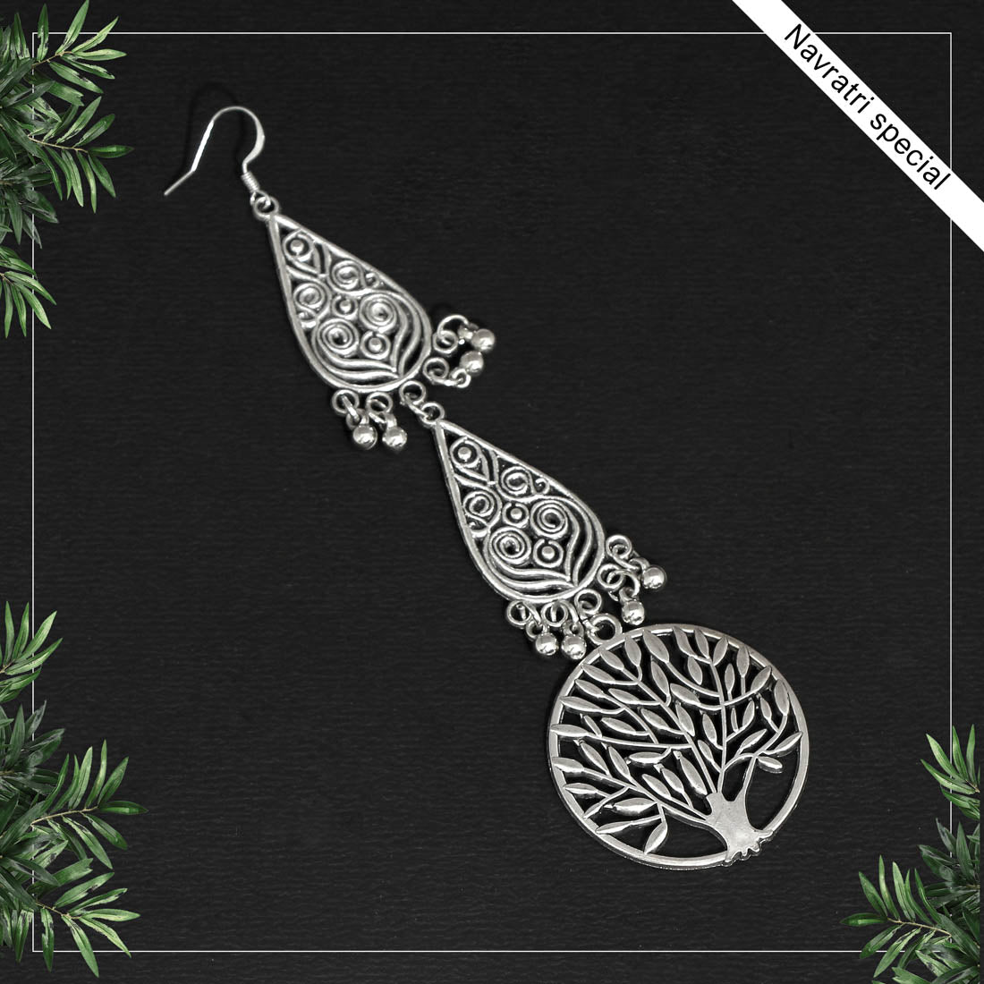 silver color oxidised maang tikka (gsmtk107slv)