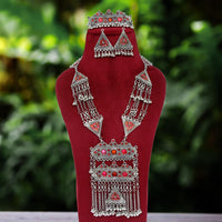 Thumbnail for rani color oxidised meena work necklace set (gsn1625rni)