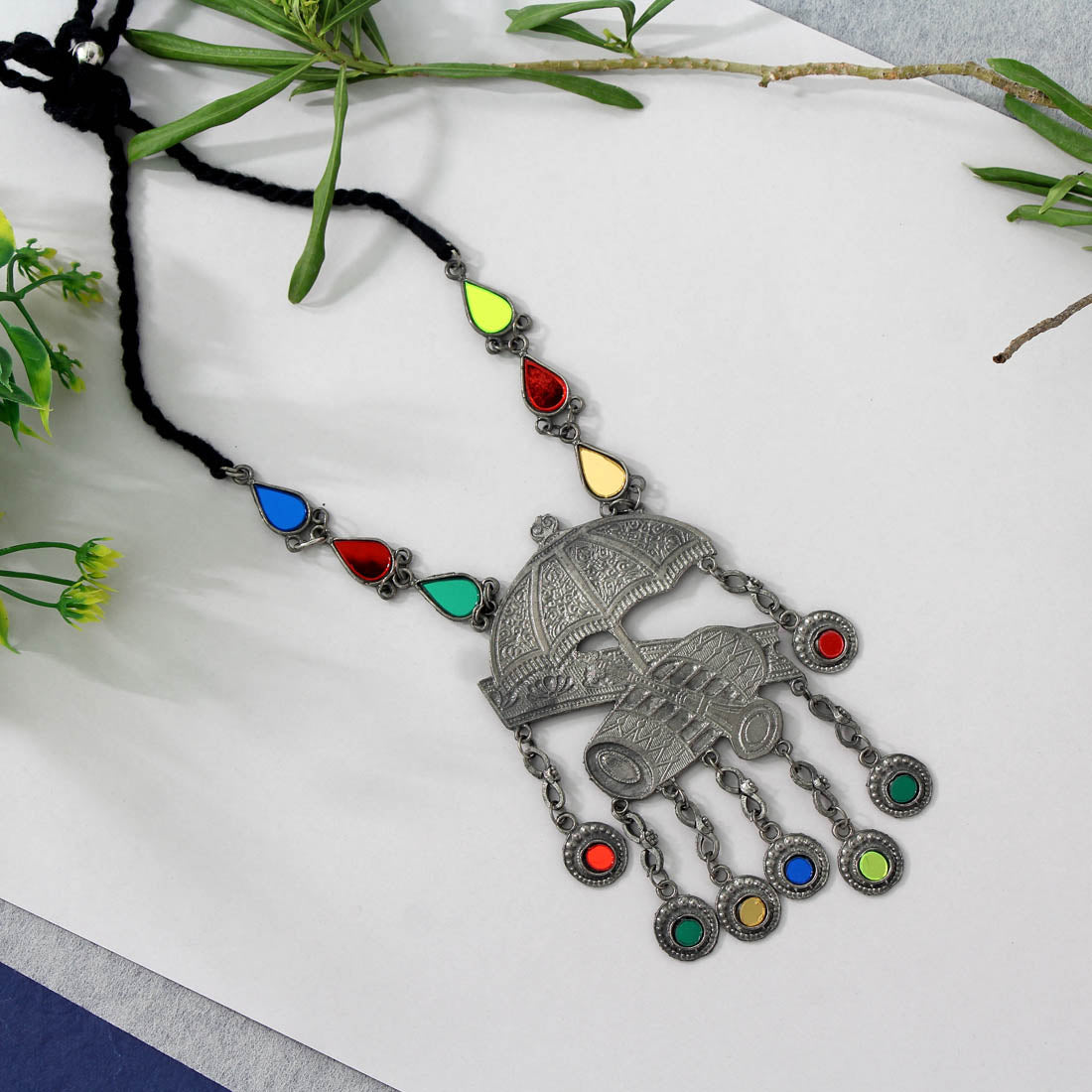 multi color oxidised necklace (gsn1638mlt)