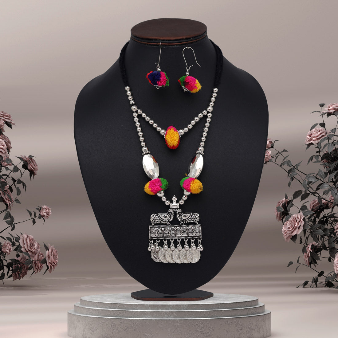 multi color oxidised necklace set (gsn1941mlt)