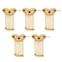 Thumbnail for maroon & green color 5 pieces gold plated hair pin (hrpcmb218)