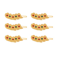 Thumbnail for maroon & green color 6 pieces gold plated hair pin (hrpcmb225)