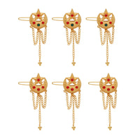 Thumbnail for maroon & green color 6 pieces gold plated hair pin (hrpcmb235)