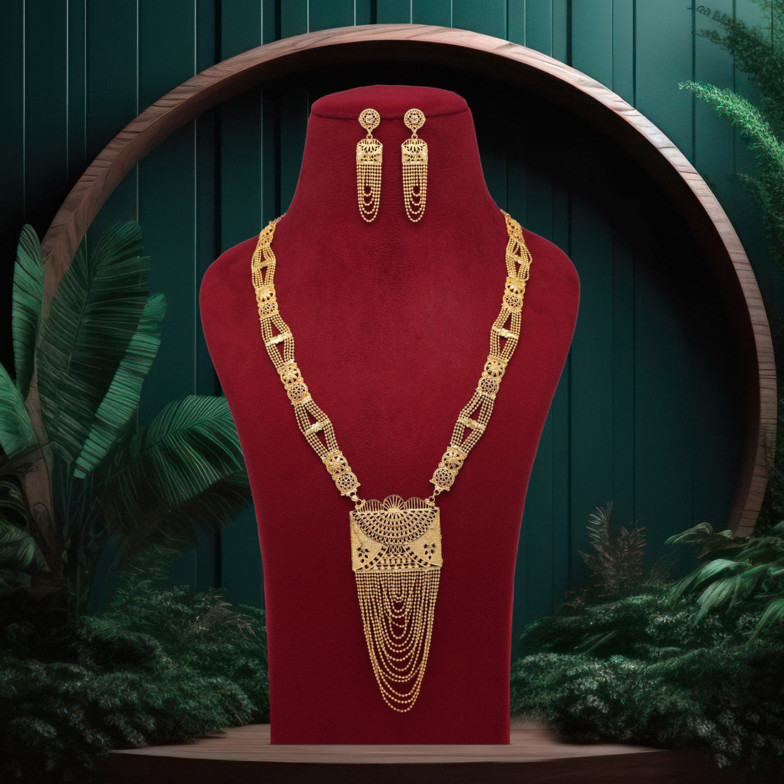 gold color gold plated necklace set (kbsn1158gld)