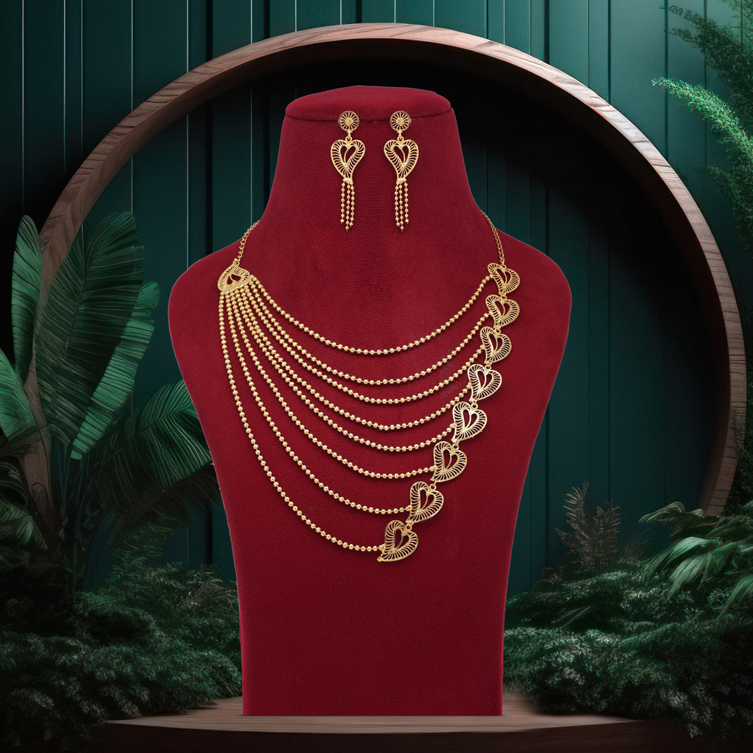 gold color gold plated necklace set (kbsn1164gld)