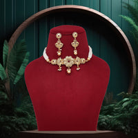 Thumbnail for maroon color choker gold plated necklace set (kbsn1168mrn)