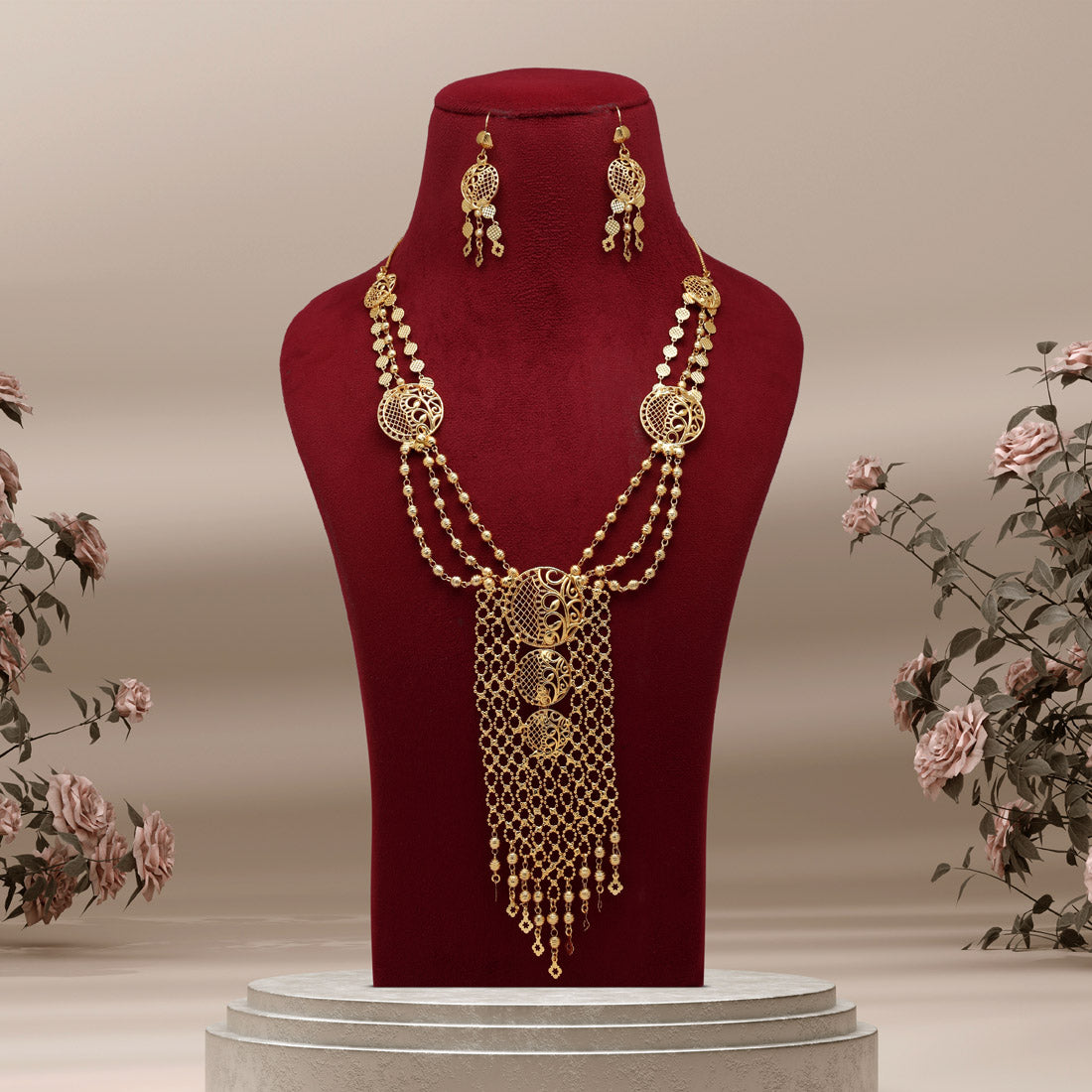 gold color gold plated necklace set (kbsn1170gld)