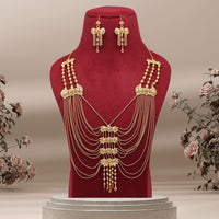 Thumbnail for gold color gold plated necklace set (kbsn1173gld)