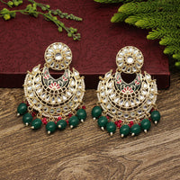 Thumbnail for green color kundan meena earrings (kde692grn)