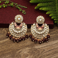 Thumbnail for maroon color kundan meena earrings (kde692mrn)