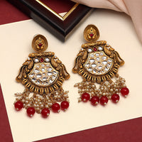Thumbnail for maroon color kundan earrings (kde698mrn)
