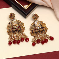 Thumbnail for maroon color kundan earrings (kde704mrn)