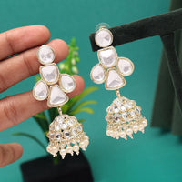 Thumbnail for white color kundan earrings (kde750wht)