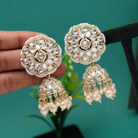 Thumbnail for white color kundan earrings (kde755wht)