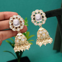 Thumbnail for white color kundan earrings (kde763wht)