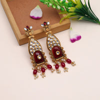 Thumbnail for maroon color kundan earrings (kde784mrn)
