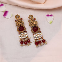 Thumbnail for maroon color kundan earrings (kde791mrn)