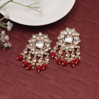 Thumbnail for red color kundan earrings (kde796red)
