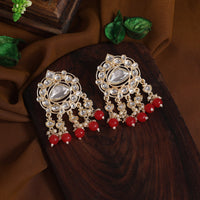 Thumbnail for red color kundan earrings (kde799red)