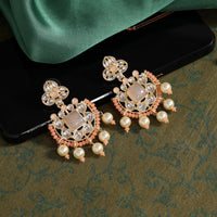 Thumbnail for peach color kundan earrings (kde805pch)