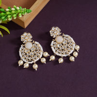 Thumbnail for white color kundan earrings (kde806wht)