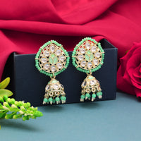 Thumbnail for pista green color kundan earrings (kde829pgrn)