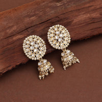 Thumbnail for white color kundan earrings (kde833wht)