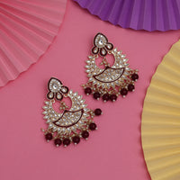Thumbnail for maroon color kundan meena earrings (kde837mrn)