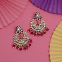 Thumbnail for purple color kundan meena earrings (kde837prp)