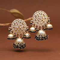 Thumbnail for black color kundan earrings (kde846blk)
