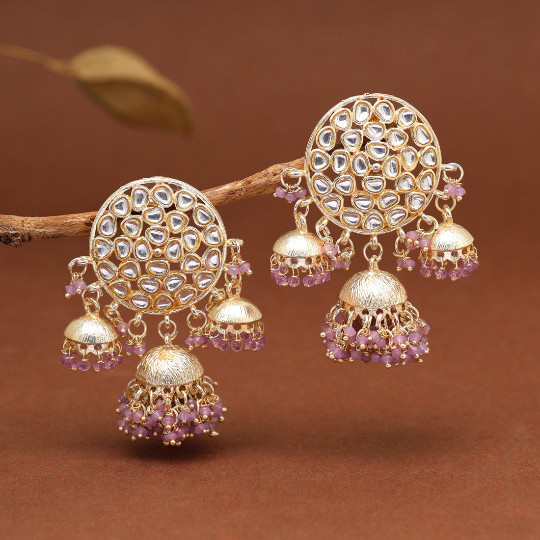 light purple color kundan earrings (kde846lprp)