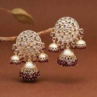 Thumbnail for maroon color kundan earrings (kde846mrn)