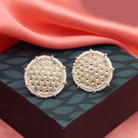 Thumbnail for white color kundan earrings (kde847wht)