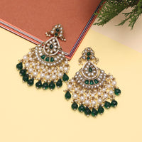 Thumbnail for green color kundan earrings (kde848grn)