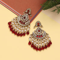 Thumbnail for maroon color kundan earrings (kde848mrn)
