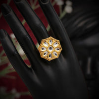 Thumbnail for white color kundan ring for women (kdr113wht)