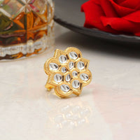Thumbnail for white color kundan ring for women (kdr118wht)