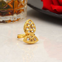 Thumbnail for white color kundan ring for women (kdr120wht)