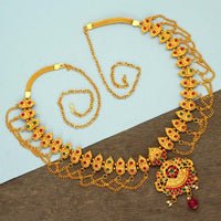 Thumbnail for maroon & green color glass stone kamarband (kmbnd235mg)
