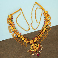 Thumbnail for maroon & green color glass stone kamarband (kmbnd251mg)