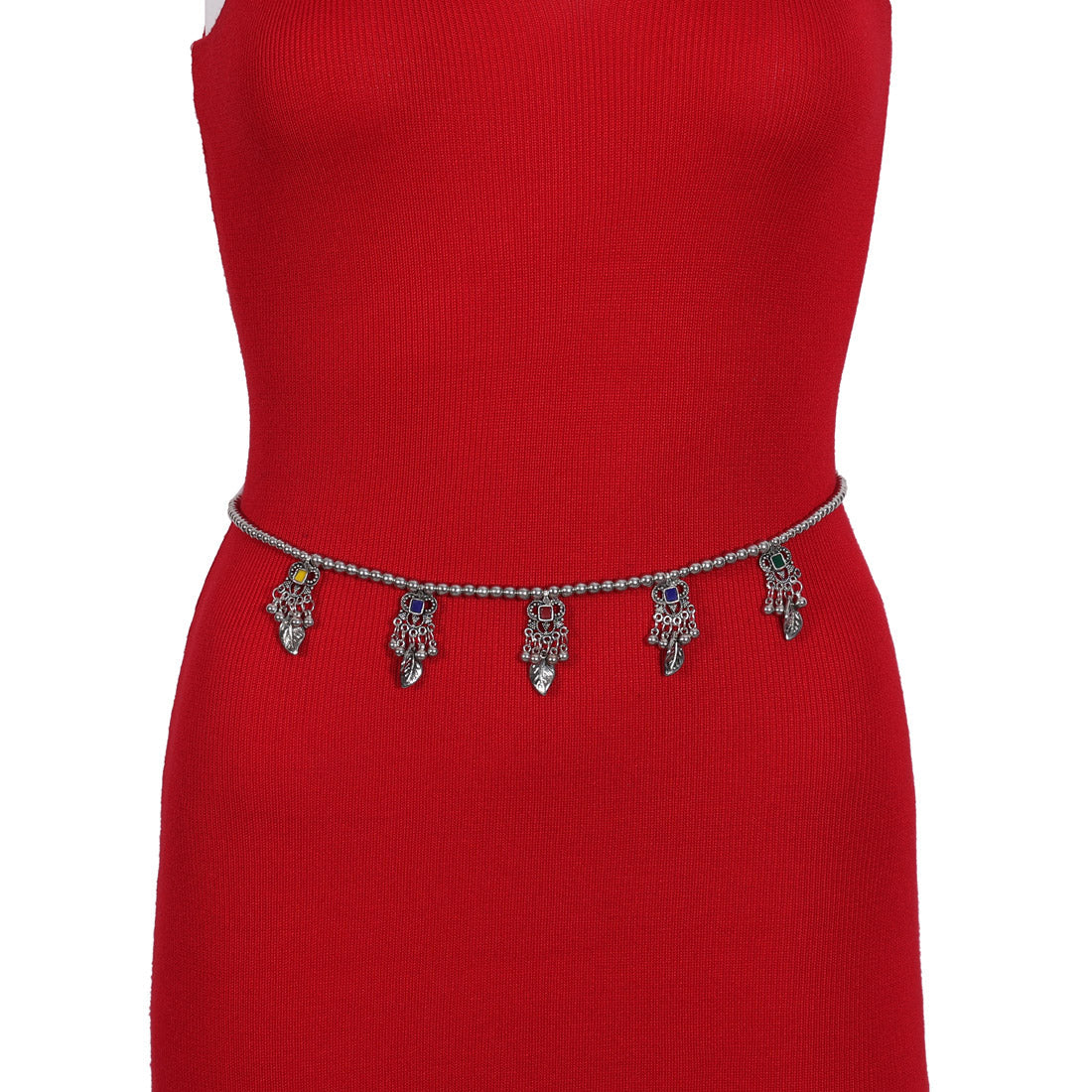 multi color oxidised necklace (kmbnd464slv)