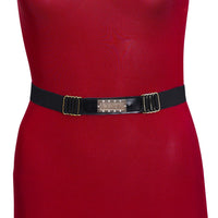Thumbnail for gold & black color kamarband elastic waist belt for women//girls (kmbnd494gld)