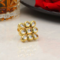 Thumbnail for white color kundan meenakari finger ring for women (kmr741wht)