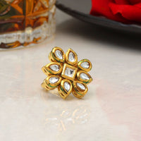 Thumbnail for white color kundan meenakari finger ring for women (kmr753wht)