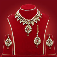 Thumbnail for maroon color kundan necklace set (kn1052mrn)