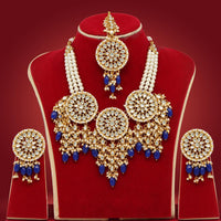 Thumbnail for blue color kundan necklace set (kn1078blu)