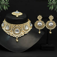 Thumbnail for white color choker kundan necklace set (kn1125wht)